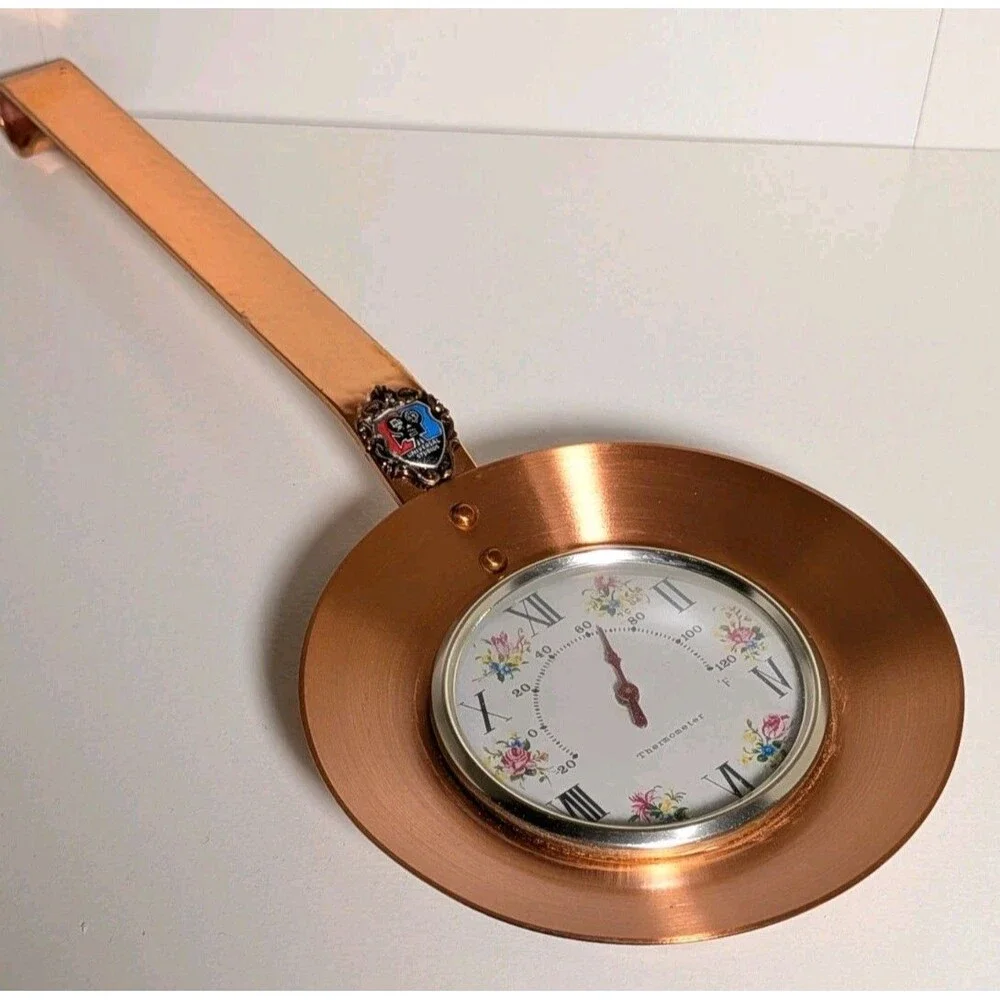 Vintage Universal City Studio Enamel Copper Thermometer Clock Souvenir Kitschy
